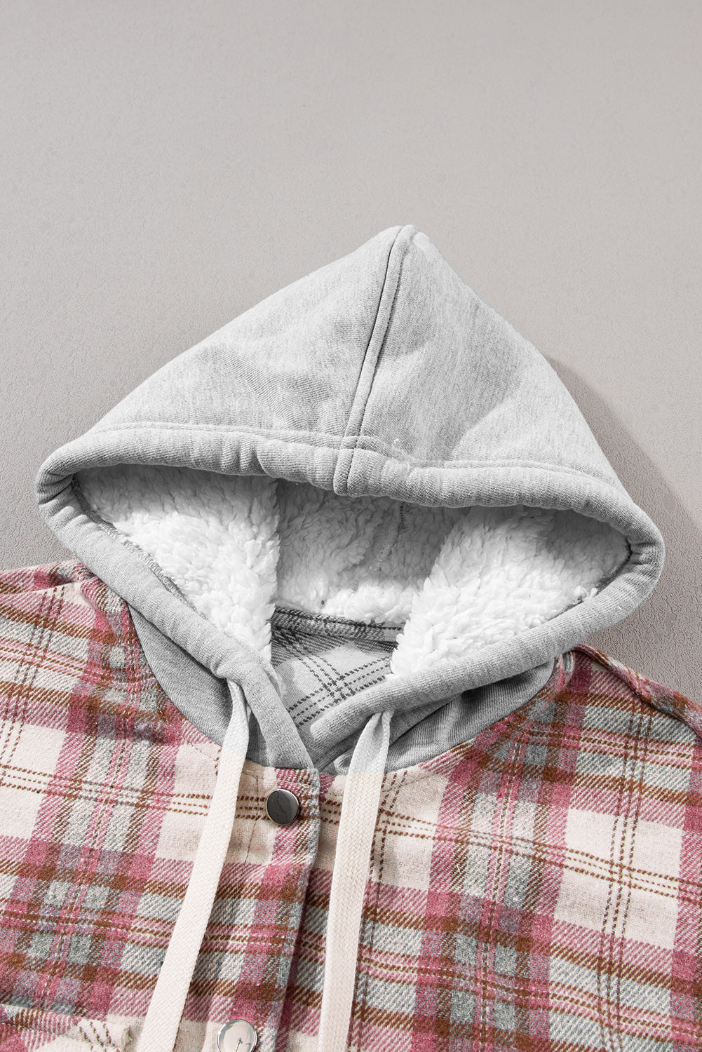 Multicolour Plaid Flap Pocket Hooded Raw Hem Jacket Beagle Boutique Fashion Outlet