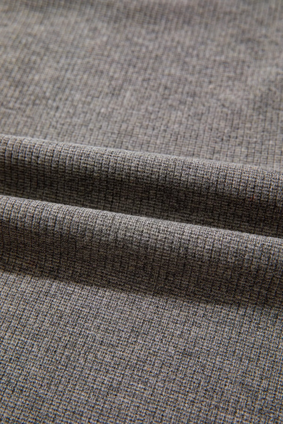 Medium Grey Solid Color Ribbed Lace Trim V-Neck Button Detail Long Sleeve Top