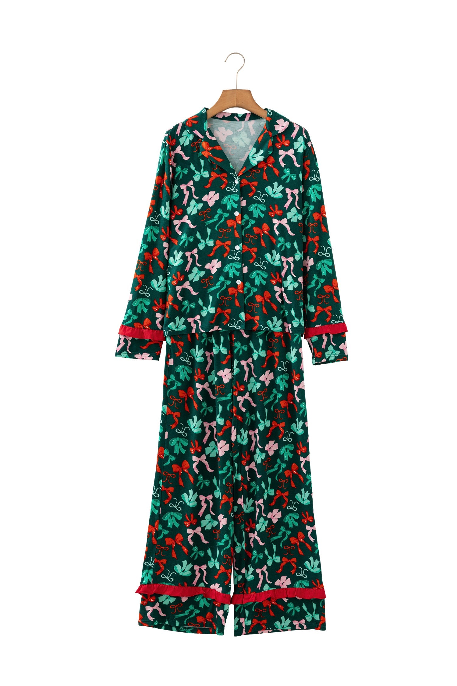 Festive Bow Print Pyjama Set - Loungewear & Sleepwear/Sleepwear