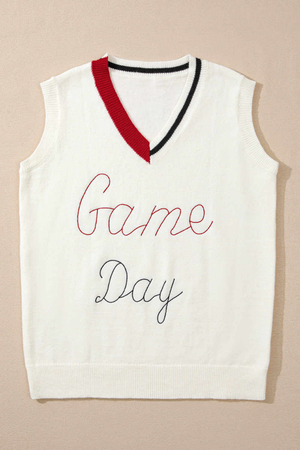 White Vintage Game Day Sweater Tank Top eAura