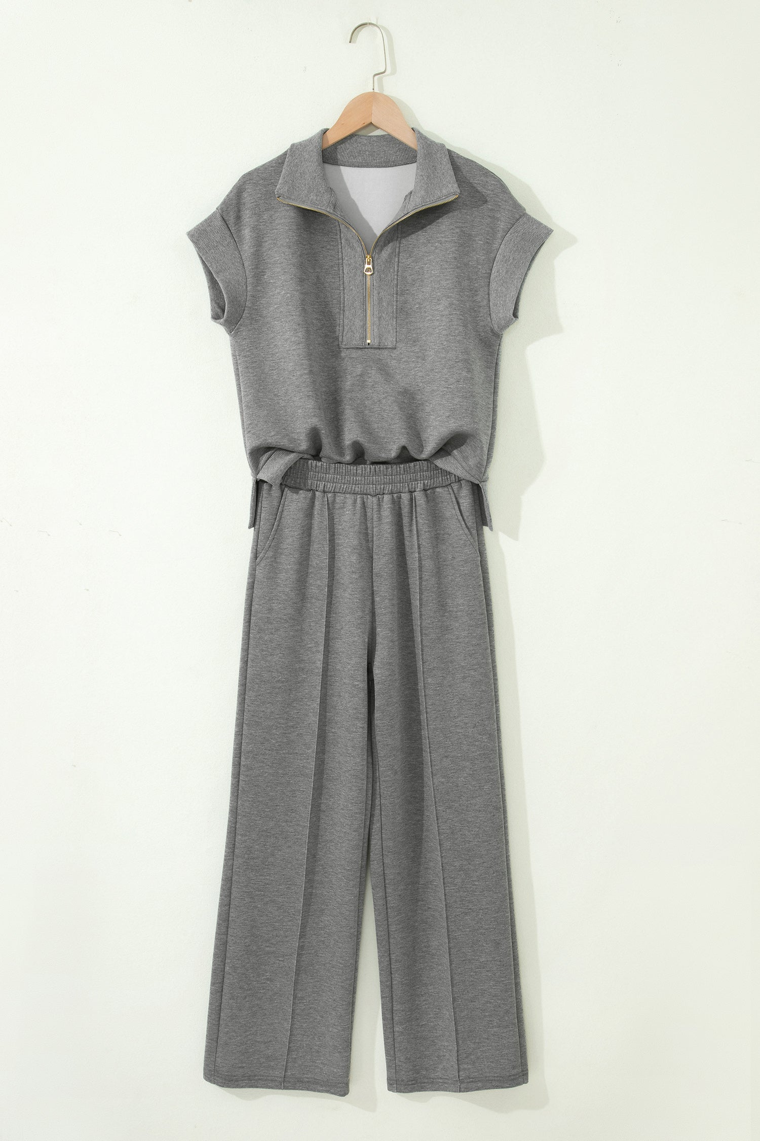 Half Zip Polo Tee Casual Trousers Co-ord Set