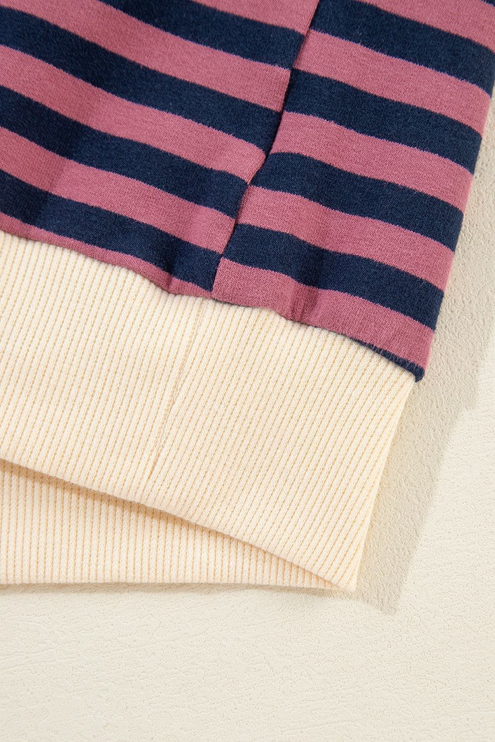 Sky Blue Stripe Oversized Contrast Trim Pullover Sweatshirt BB Fashion Outlet