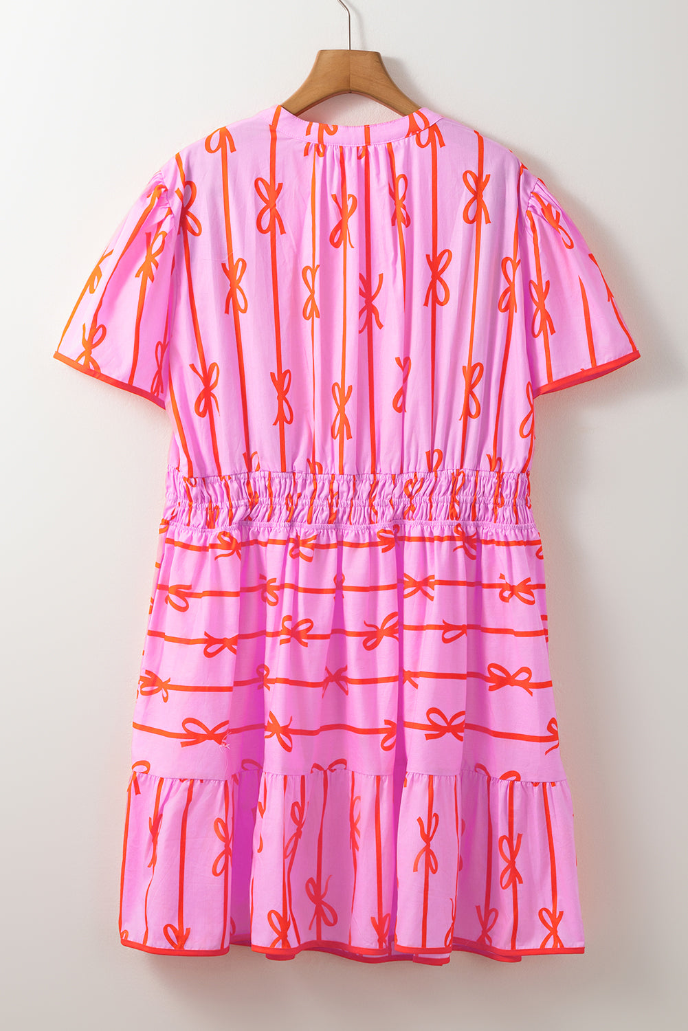Rose Bow Tastic Clinched Waist Ruffled Plus Size Dress BB Fashion Outlet