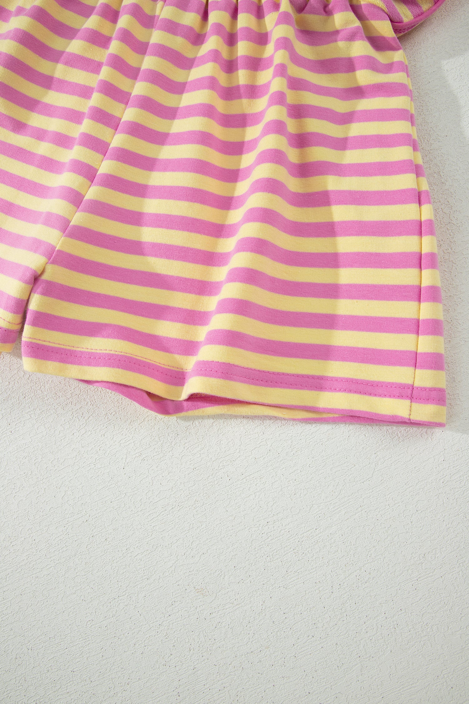 Relaxed Short Sleeve Top Elastic Waist Drawstring Skort 2pcs Set – Pink Stripe