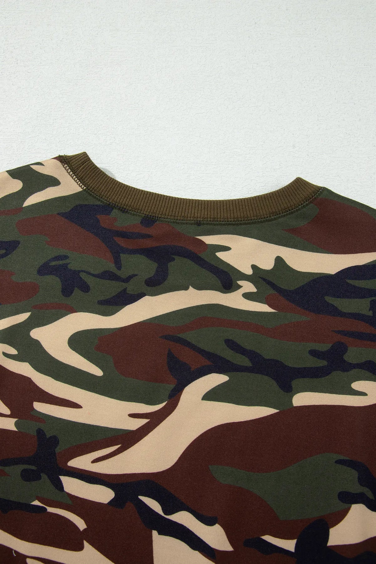 Camouflage Print Round Neck Baggy Pullover Sweatshirt – Multicolour