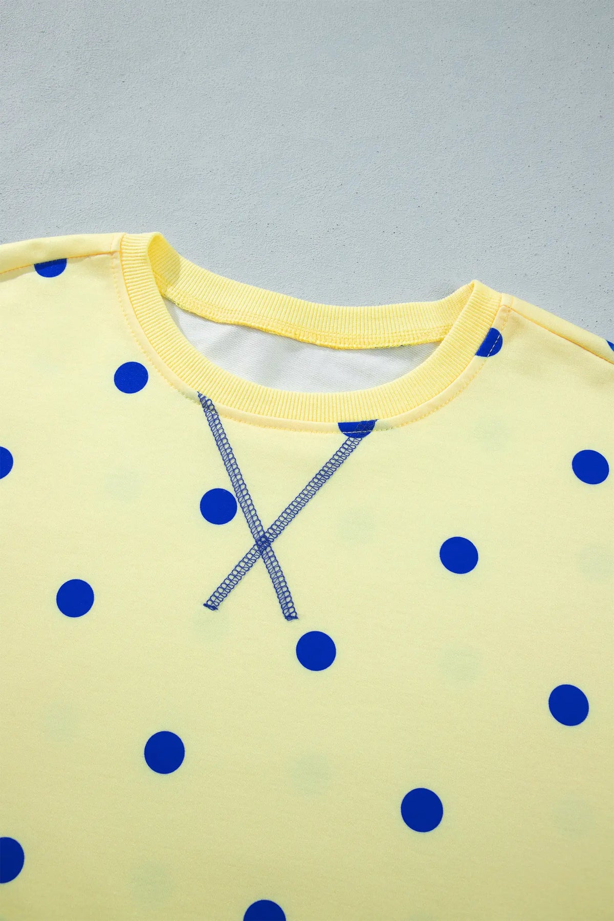 Polka Dot Loose Long Sleeve Split Hem Pullover Top – Yellow