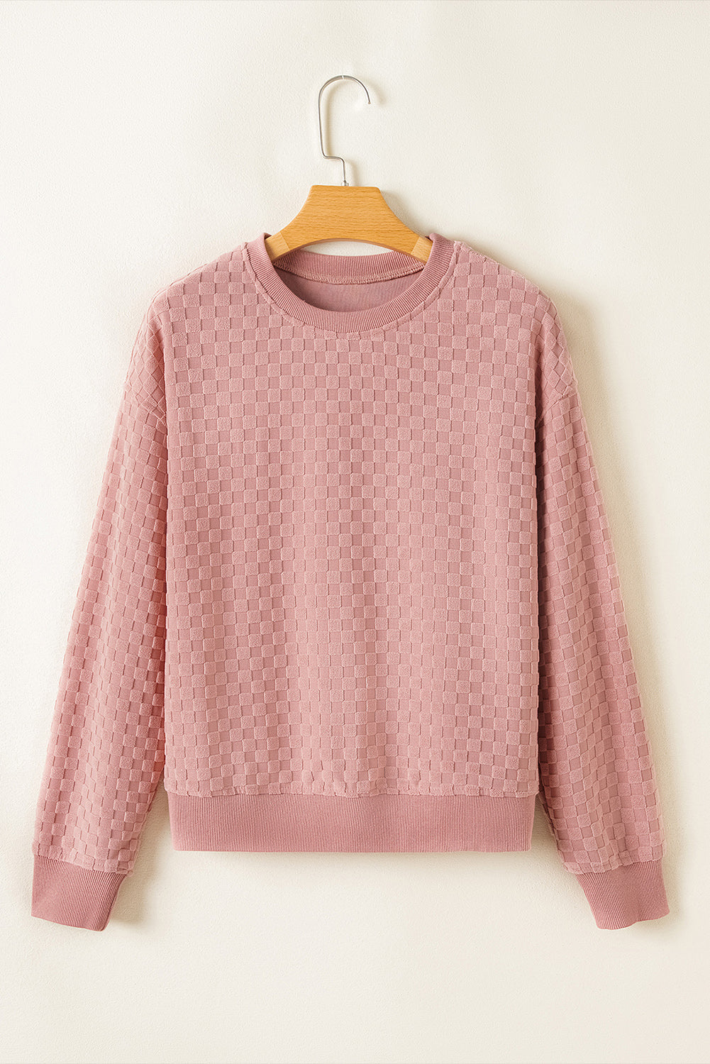 Blossom Checkered Textured Long Sleeve Top and Shorts Set eAura
