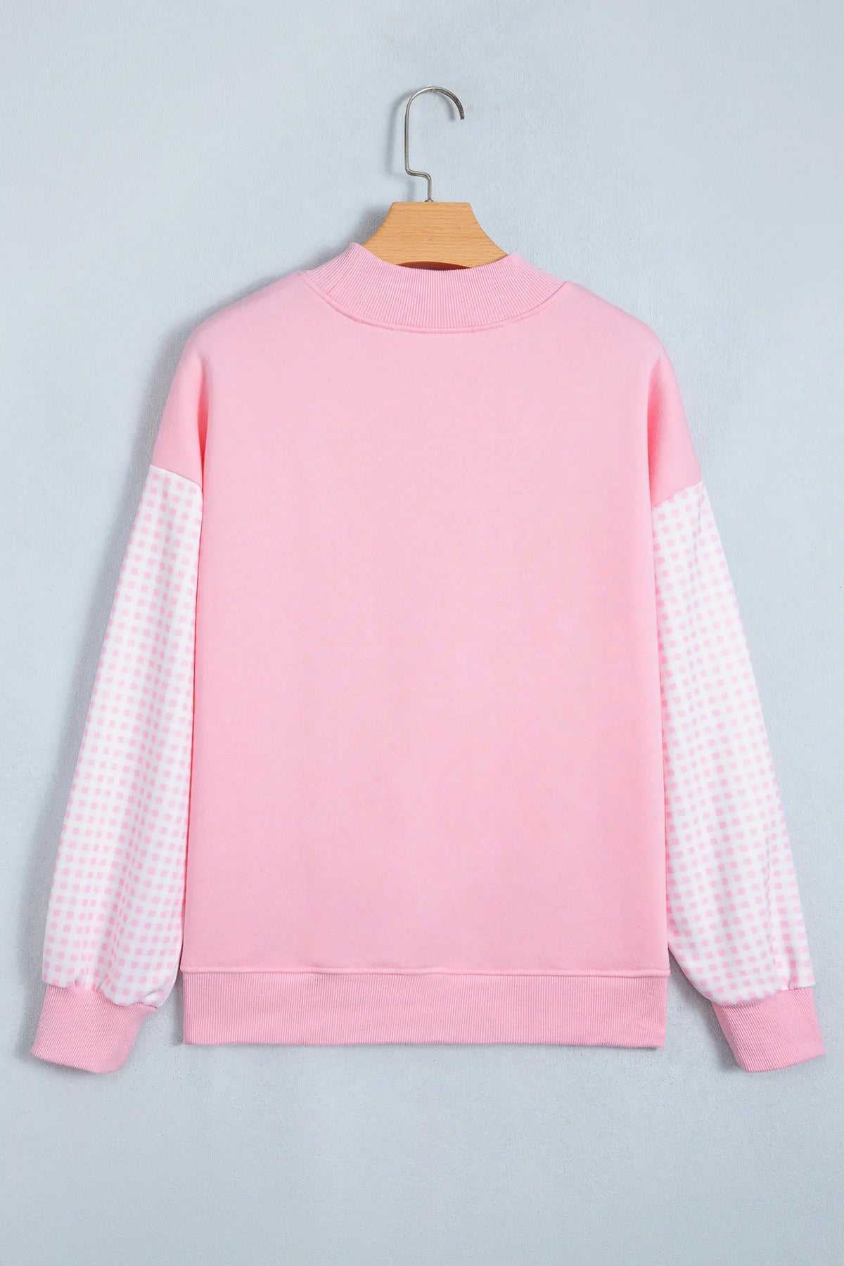Plaid Sleeve Colourblock Loose Tunic Sweatshirt – Fiery Red