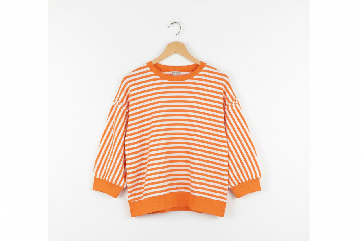 3/4 Sleeve Exposed Seam Pullover Boxy Top - Tops/Tops & Tees