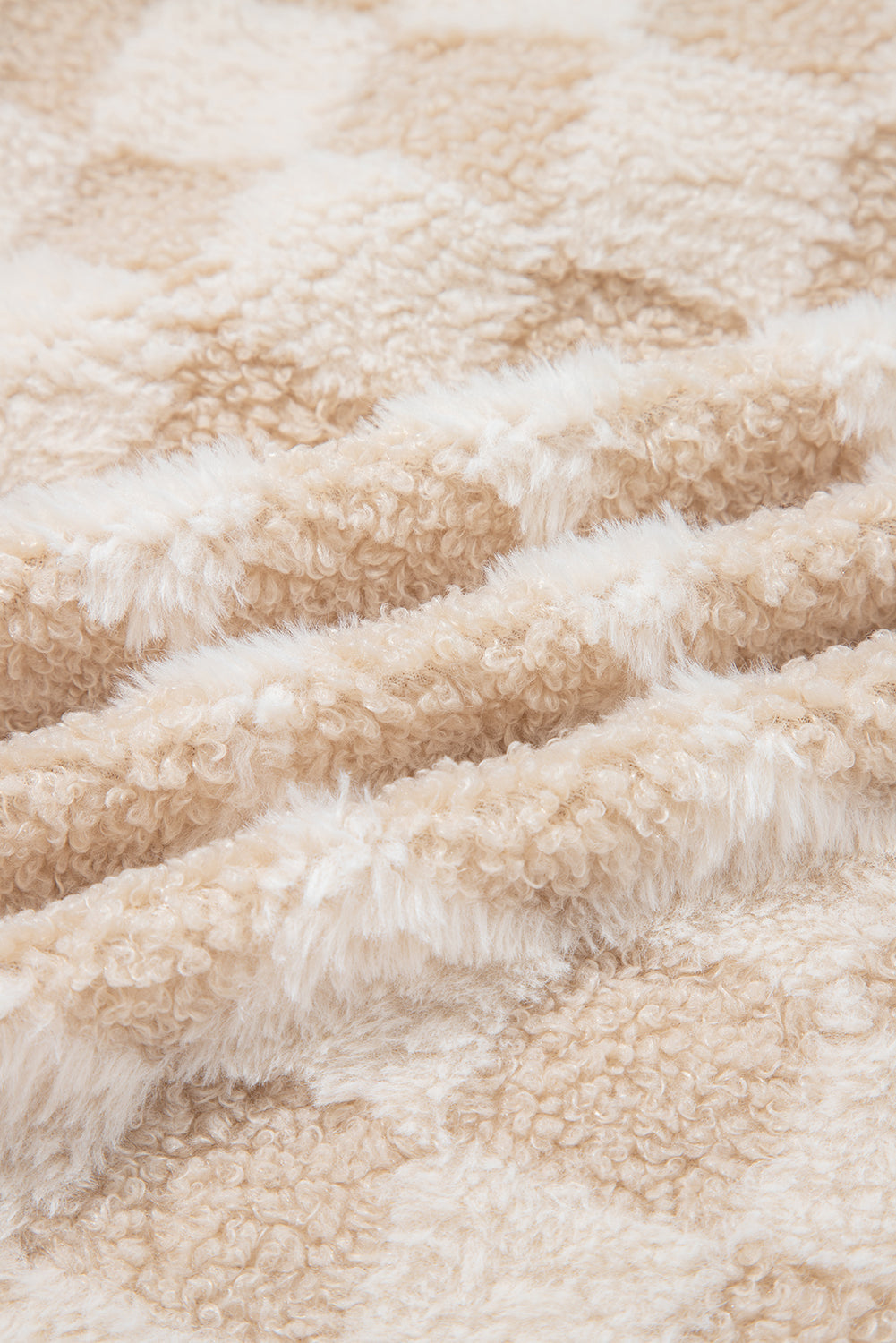 Checker Sherpa Corduroy Patchwork Zip up Collared Jacket eAura