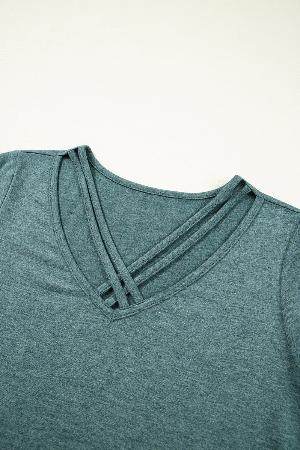 Black Crisscross V Neck Butterfly Sleeve T Shirt eAura