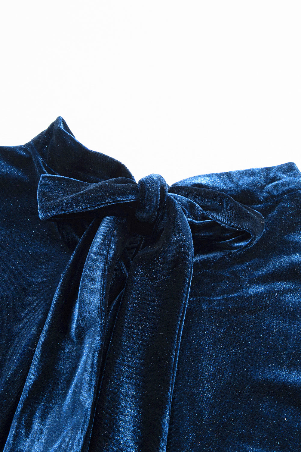 Sky Blue Fiery Mock Neck Puff Sleeve Velvet Blouse Beagle Boutique Fashion Outlet