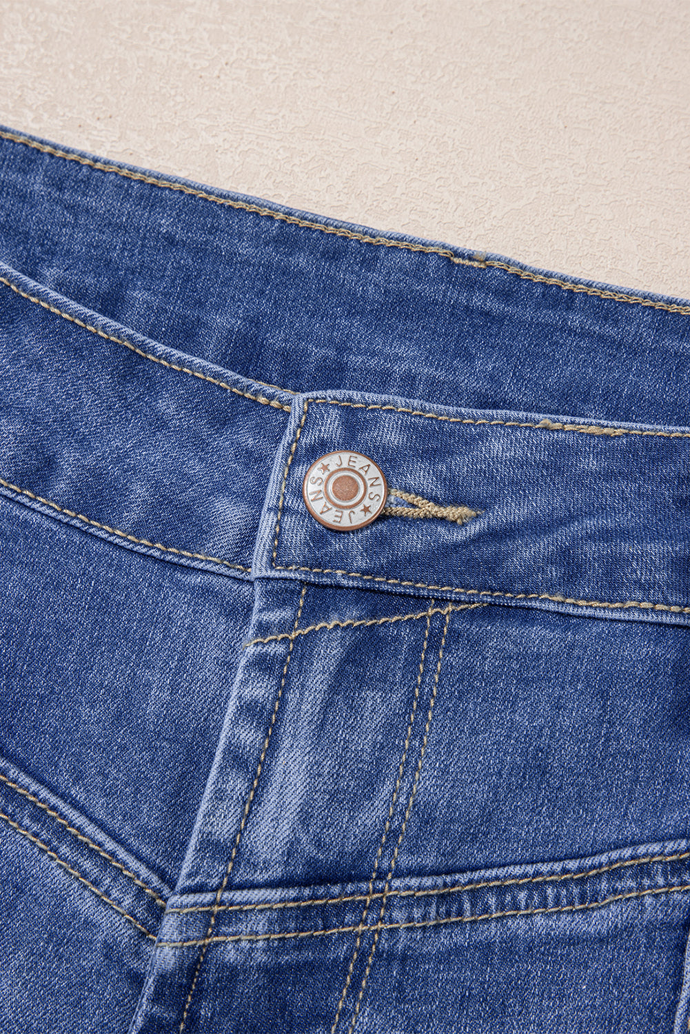 Beau Blue Tailored Center Seam Detail Straight Loose High Rise Jeans eAura