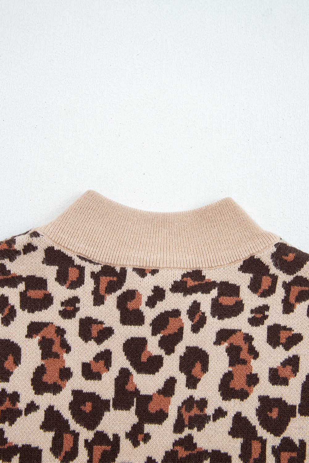 Leopard Print High Neck Shift Mini Sweater Dress - eAura