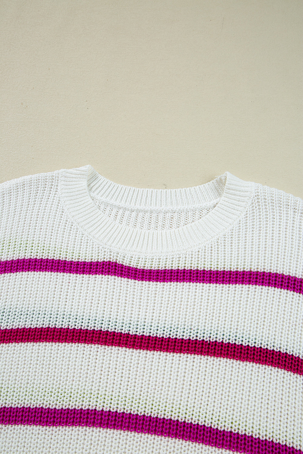 Stripe Drop Shoulder Crew Neck Sweater Contrast Colour eAura