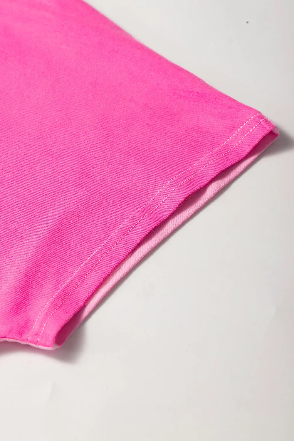 Bright Pink Colourblock Patchwork Short Sleeve Buttons Plus Size Henley Top - Size/Plus Tops/Plus Tops & Tees