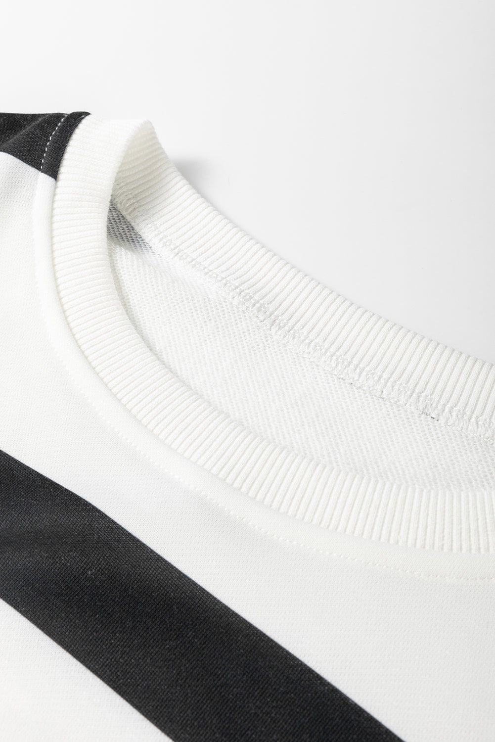 Black Stripe Drop Shoulder Pullover and Jogger Trousers Set eAura