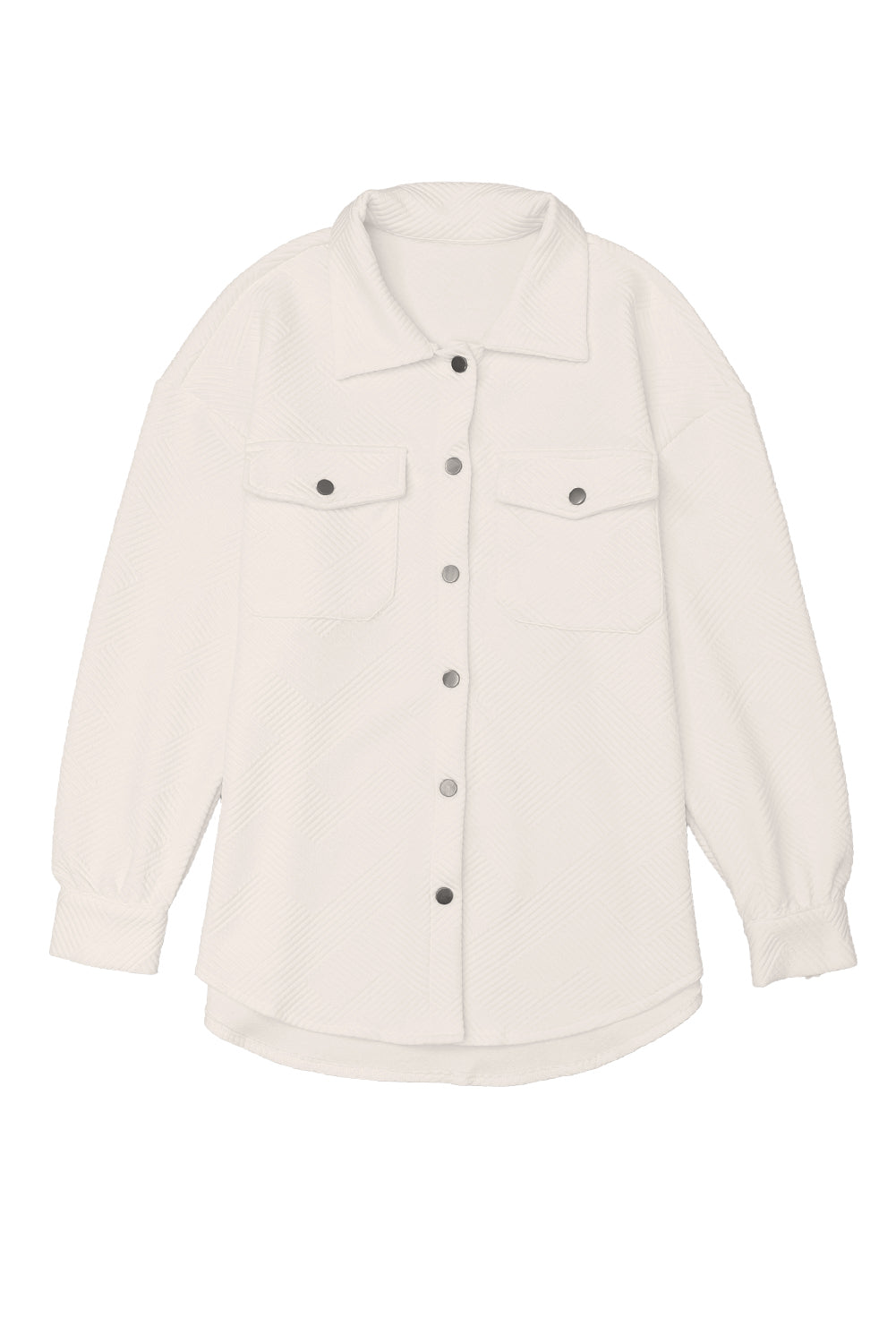 Solid Textured Flap Pocket Buttoned Shacket eAura
