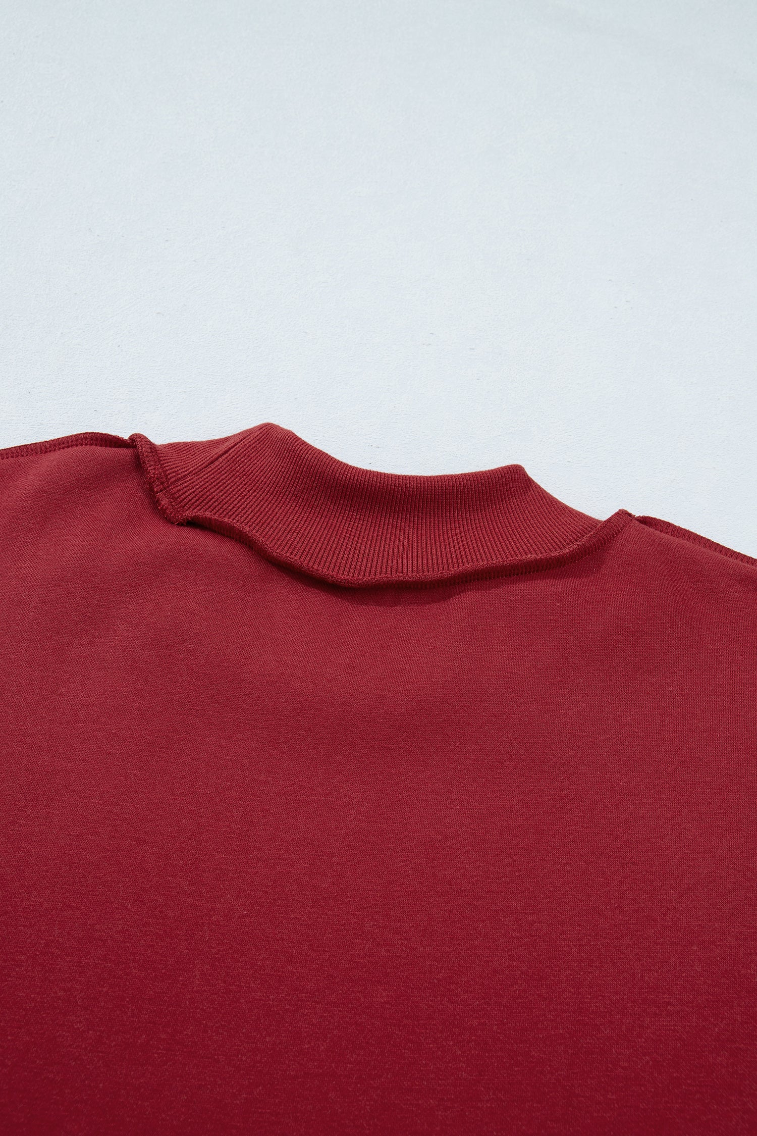 Black Oversize Drop Shoulder Reversible Mock Neck Sweatshirt