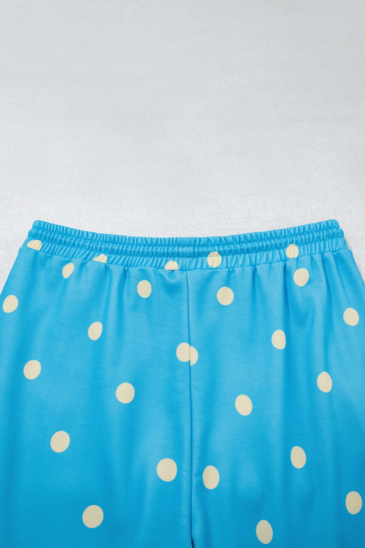 Polka Dot Hooded Drawstring Long Sleeve Plus Size Set – Blue
