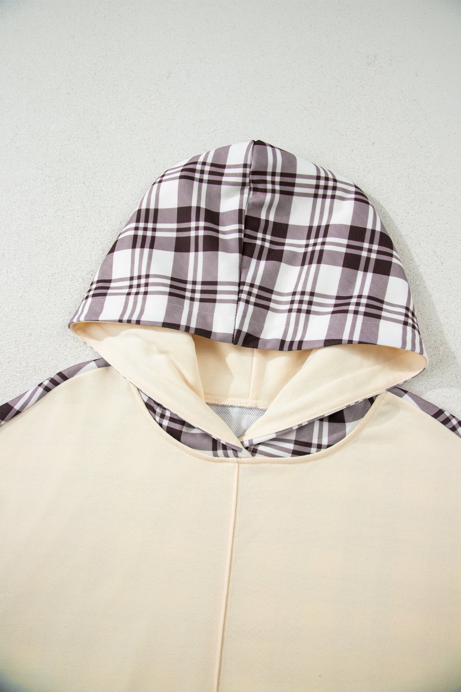Plaid Patchwork Side Slit Sweatshirt - Tops/Sweatshirts & Hoodies