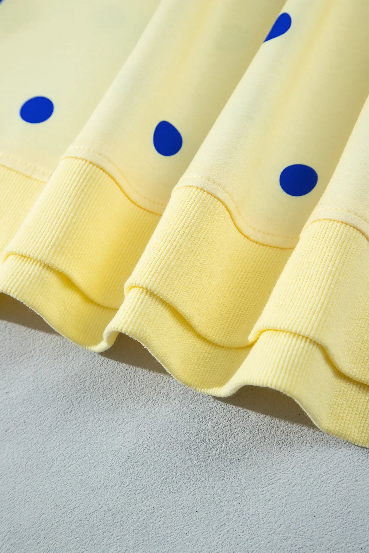 Polka Dot Loose Long Sleeve Split Hem Pullover Top – Yellow