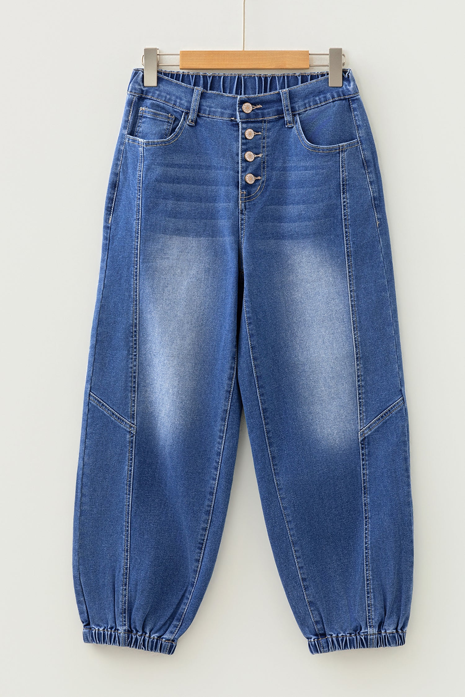 4 Buttons Front Tapered Casual Loose Fit Jeans – Blue
