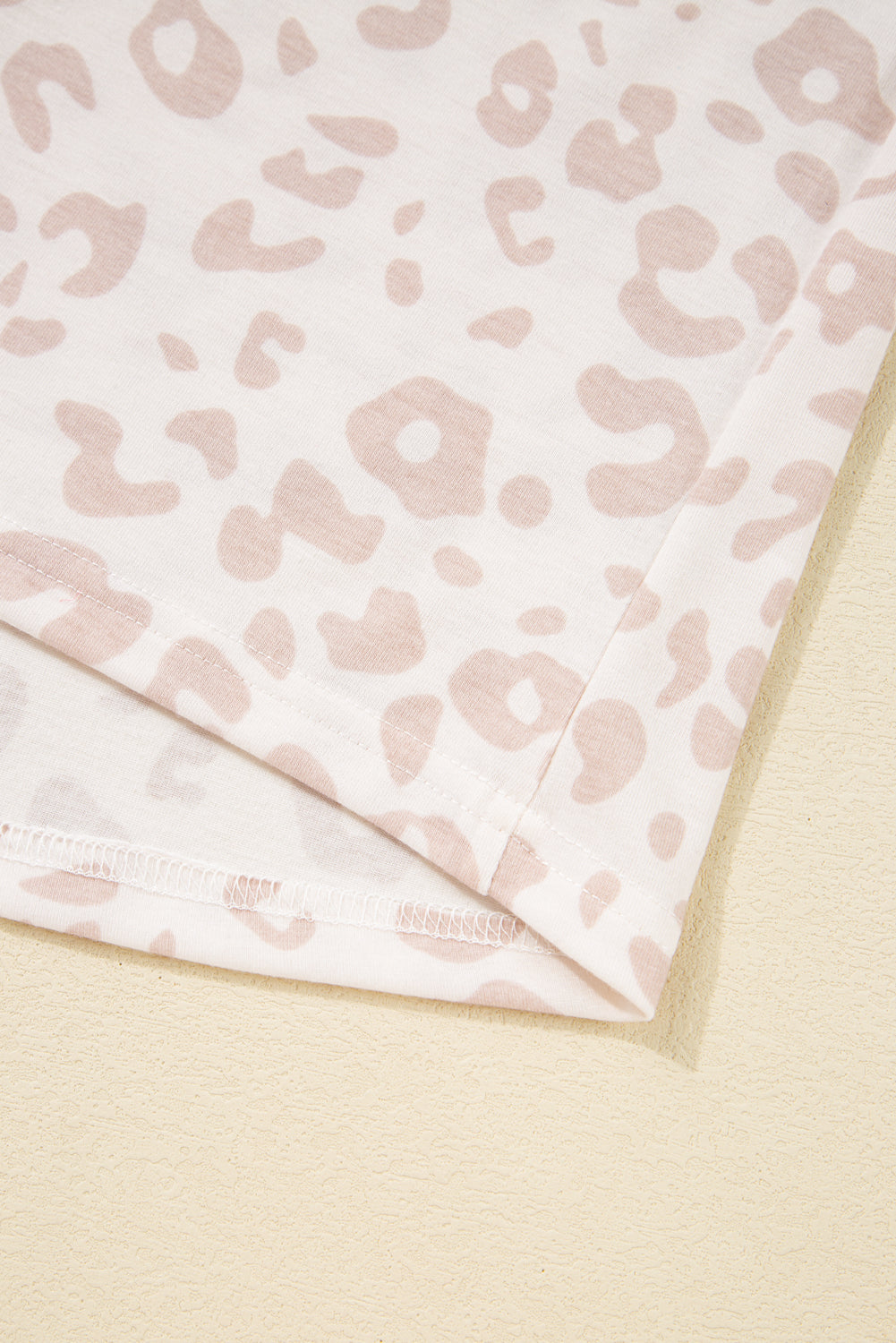 Beige Cheetah V Neck Tee and Trousers Pyjamas eAura