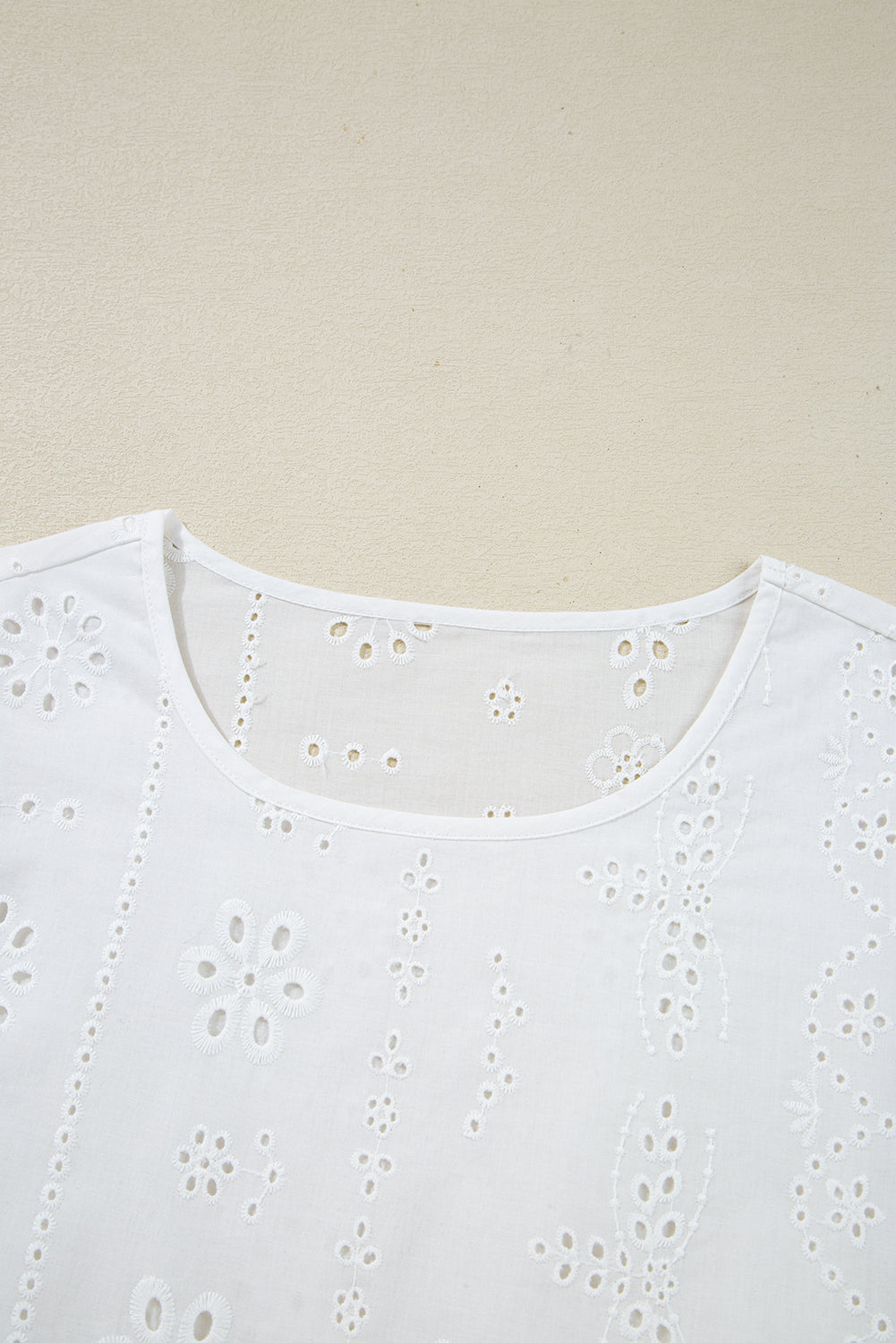 White Eyelet Embroidered Smocked Cuff Sheer Blouse Dear-Lover Dropshipping