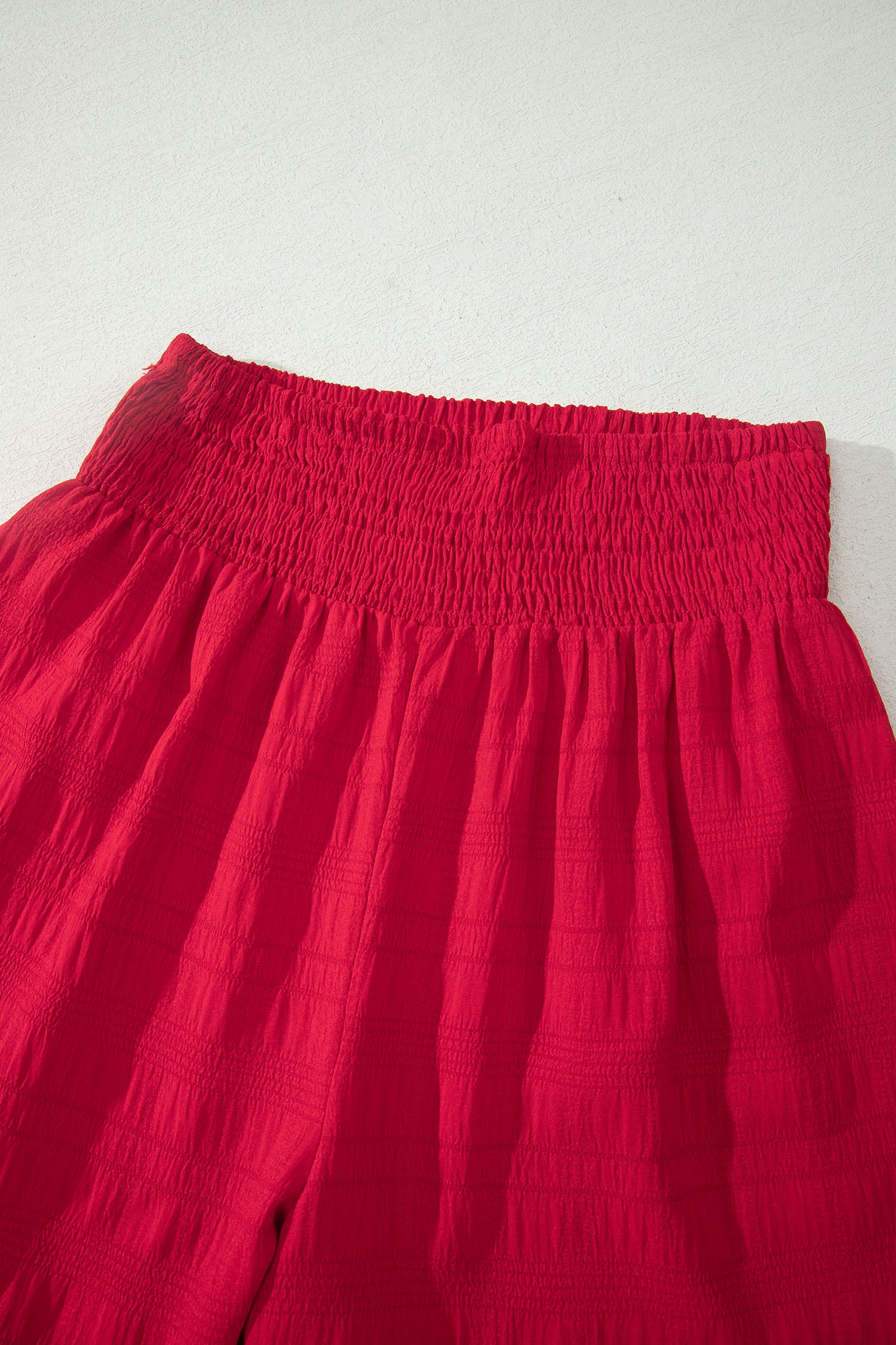 Textured Square Neck Top & Shirred High Waist Shorts Co-ord Set