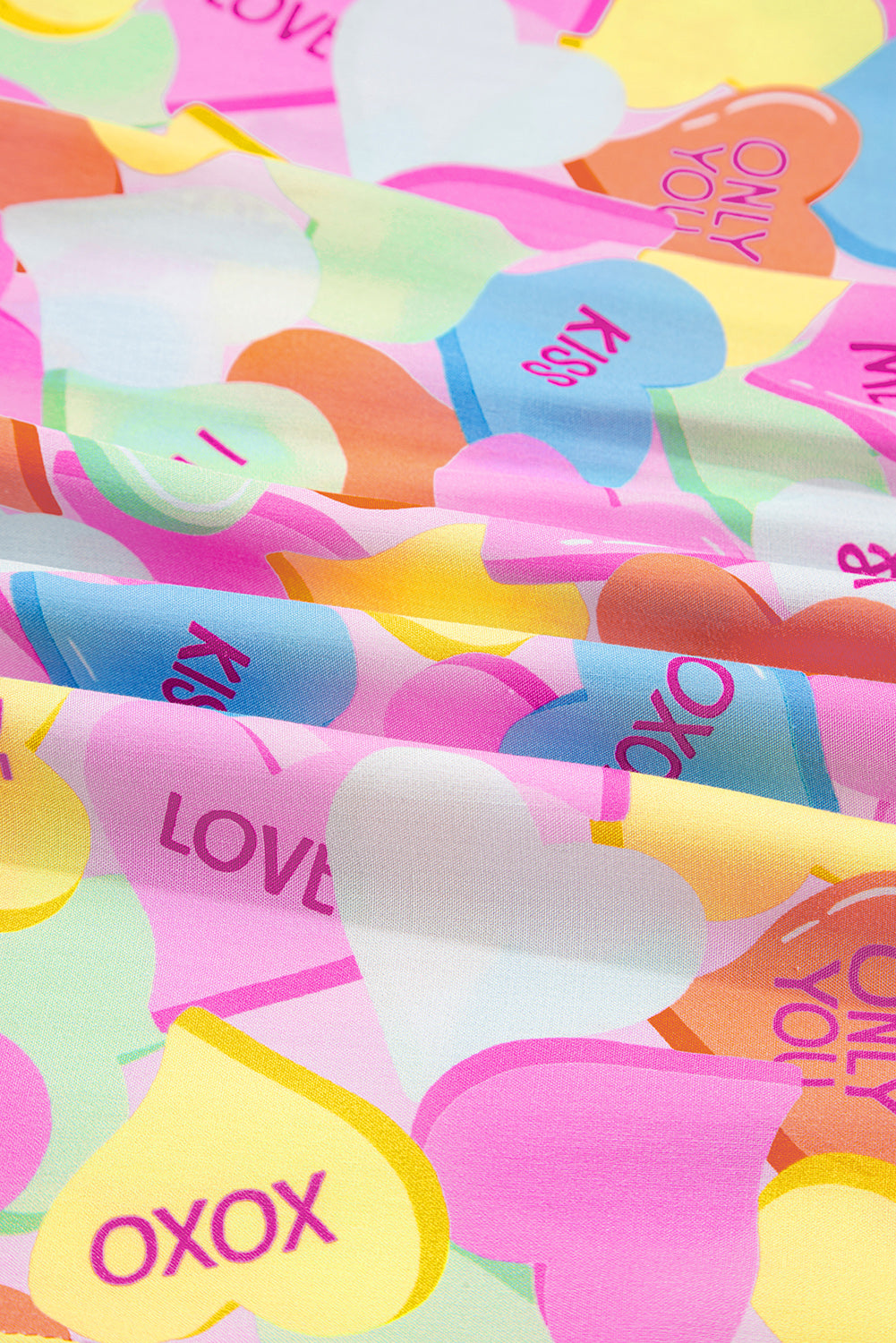 Candy Heart V-Neck Collared Tunic Shirt and Shorts Pyjama Set - eAura