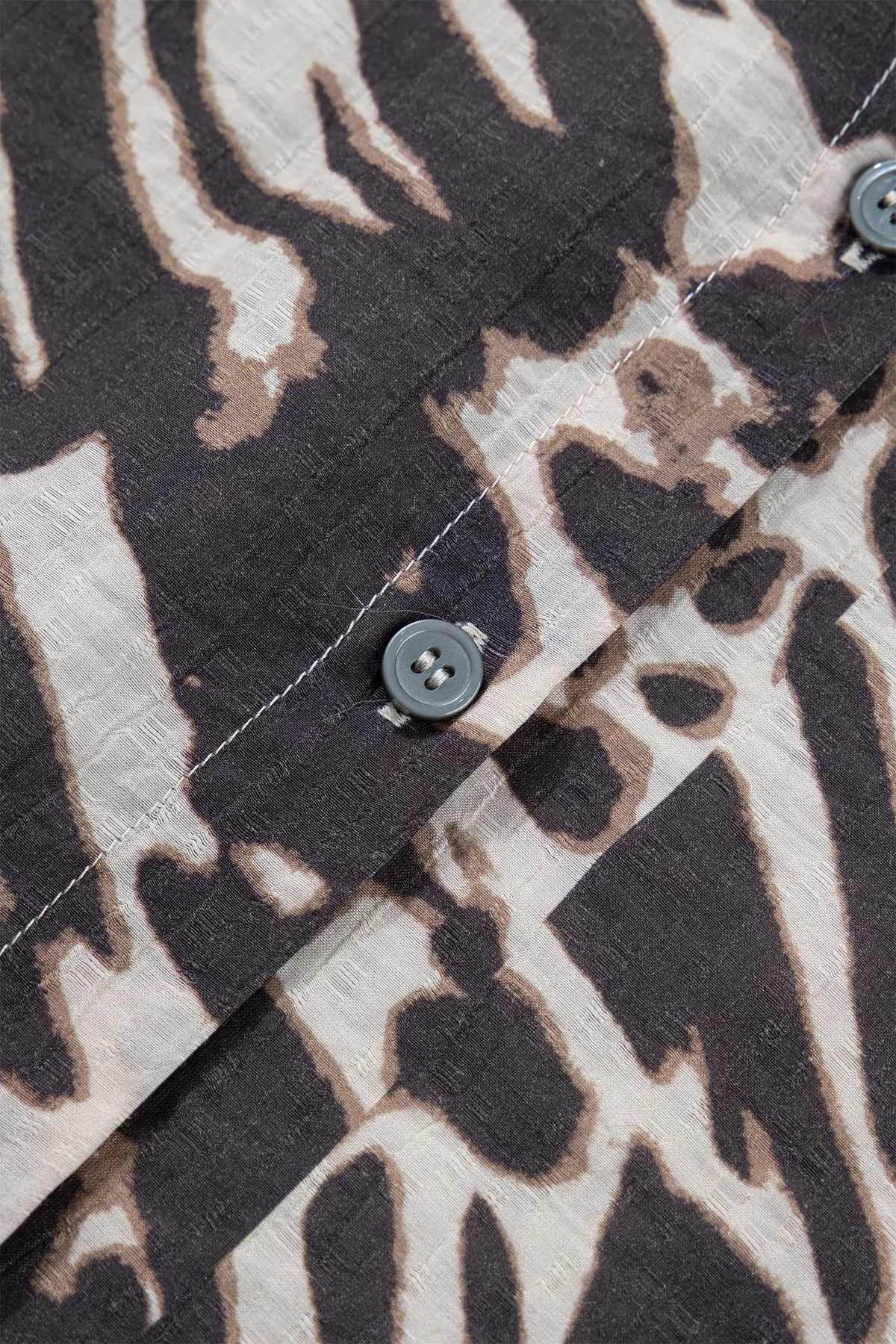 Parchment Leopard Print V Neck Button Down Balloon Sleeve Shirt