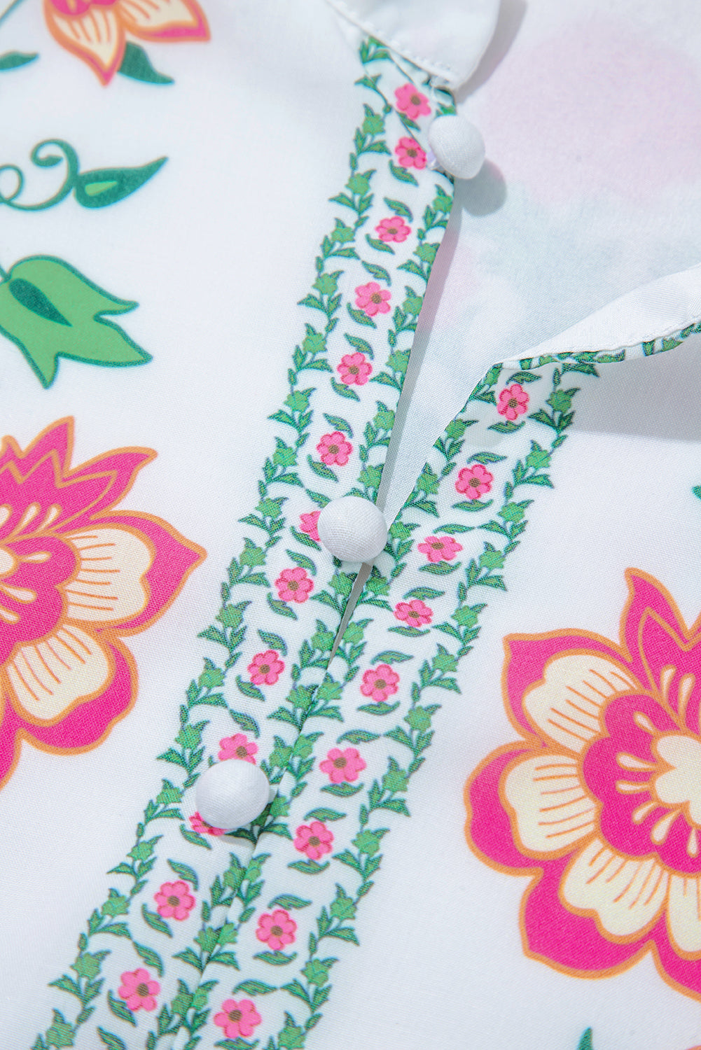 White Floral Print Half Button Mandarin Neck 3/4 Sleeve Maxi Dress Dear-Lover Dropshipping