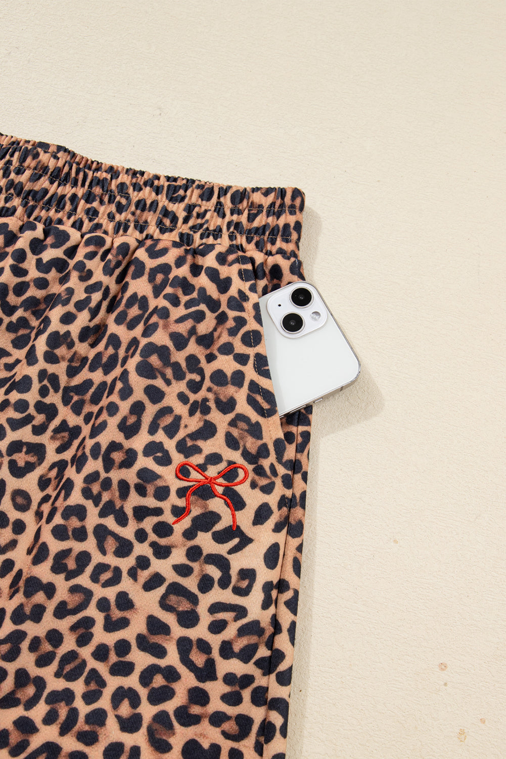 Leopard Pullover and Pants Co-ord Outfit with Bow Embroidery - eAura