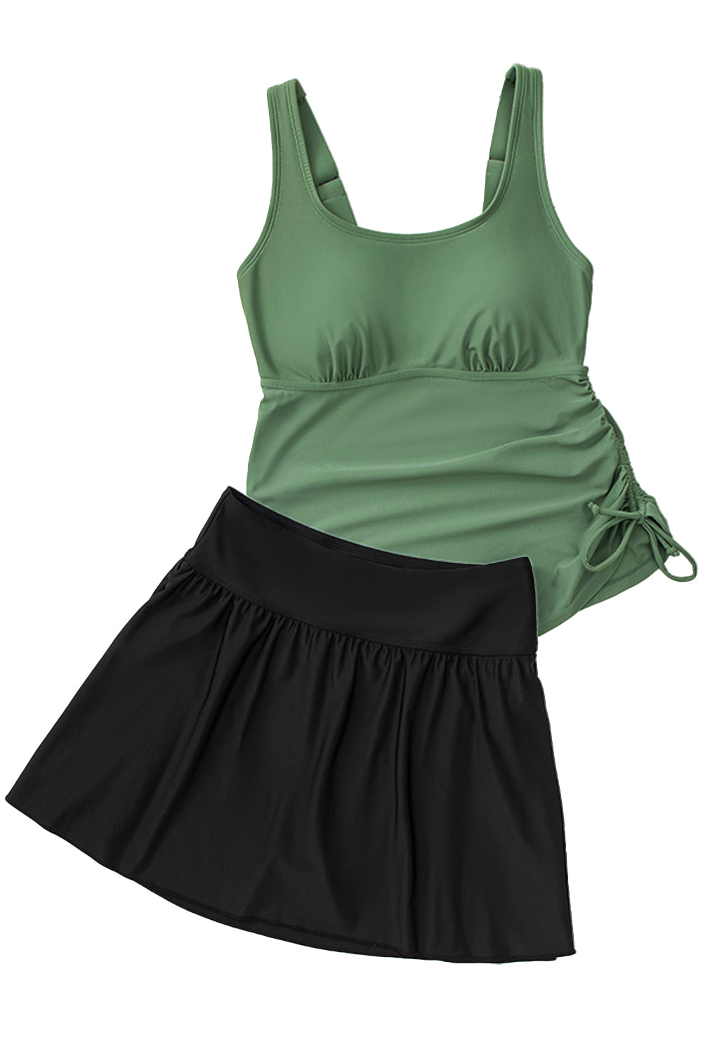 Mist Green Scoop Neck Adjustable Tankini and Matching Skort Bathing Suit - eAura