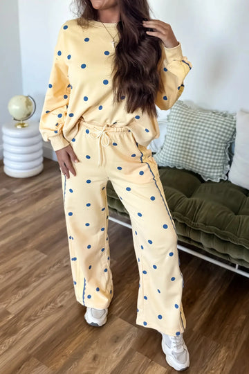 Co-ord set Long Sleeve Top and Wide-Leg Trousers with Patchwork