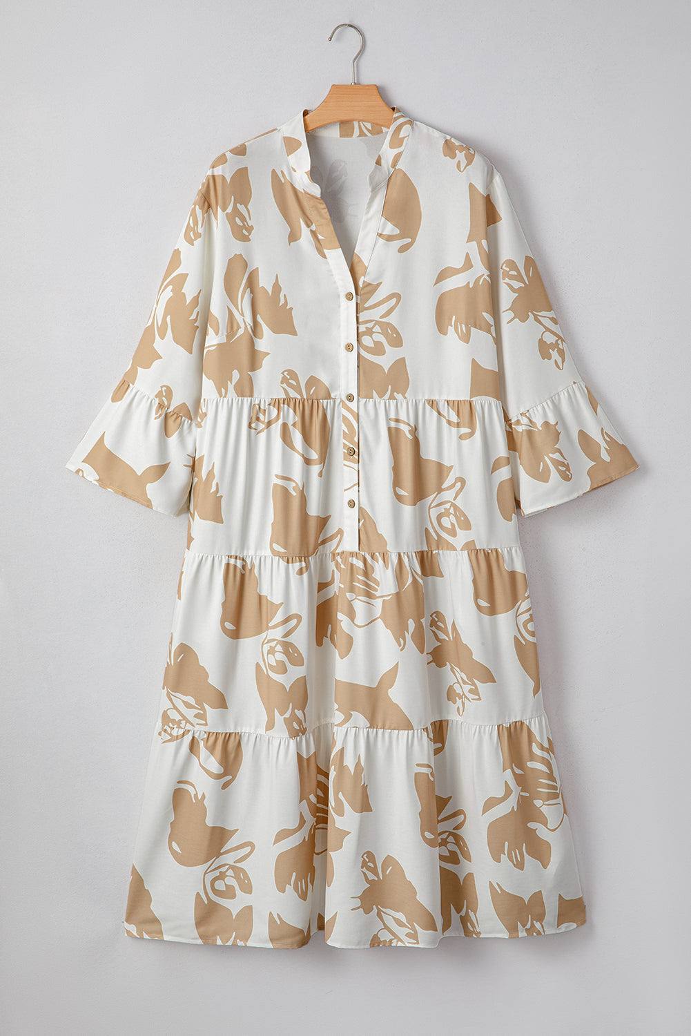 Ruffled Sleeve Half Placket Tiered A-line Plus Size Long Dress Dear-Lover Dropshipping
