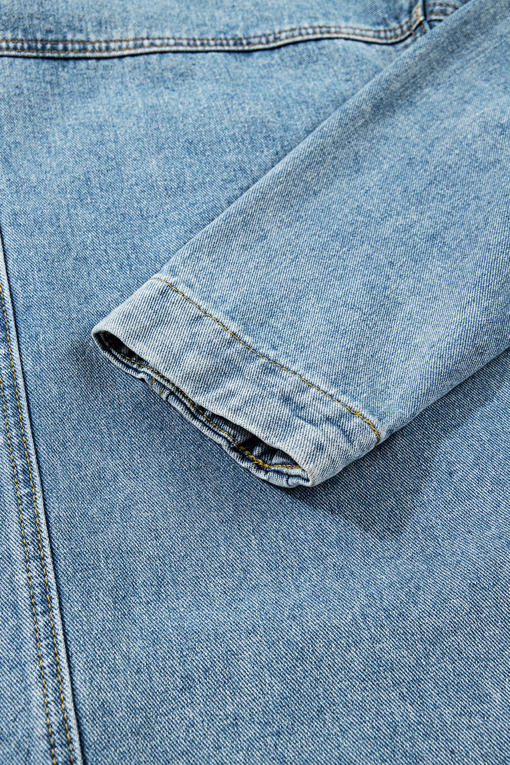 Beau Blue Multi Patched Pockets Side Tie up Boyfriend Style Denim Jacket eAura