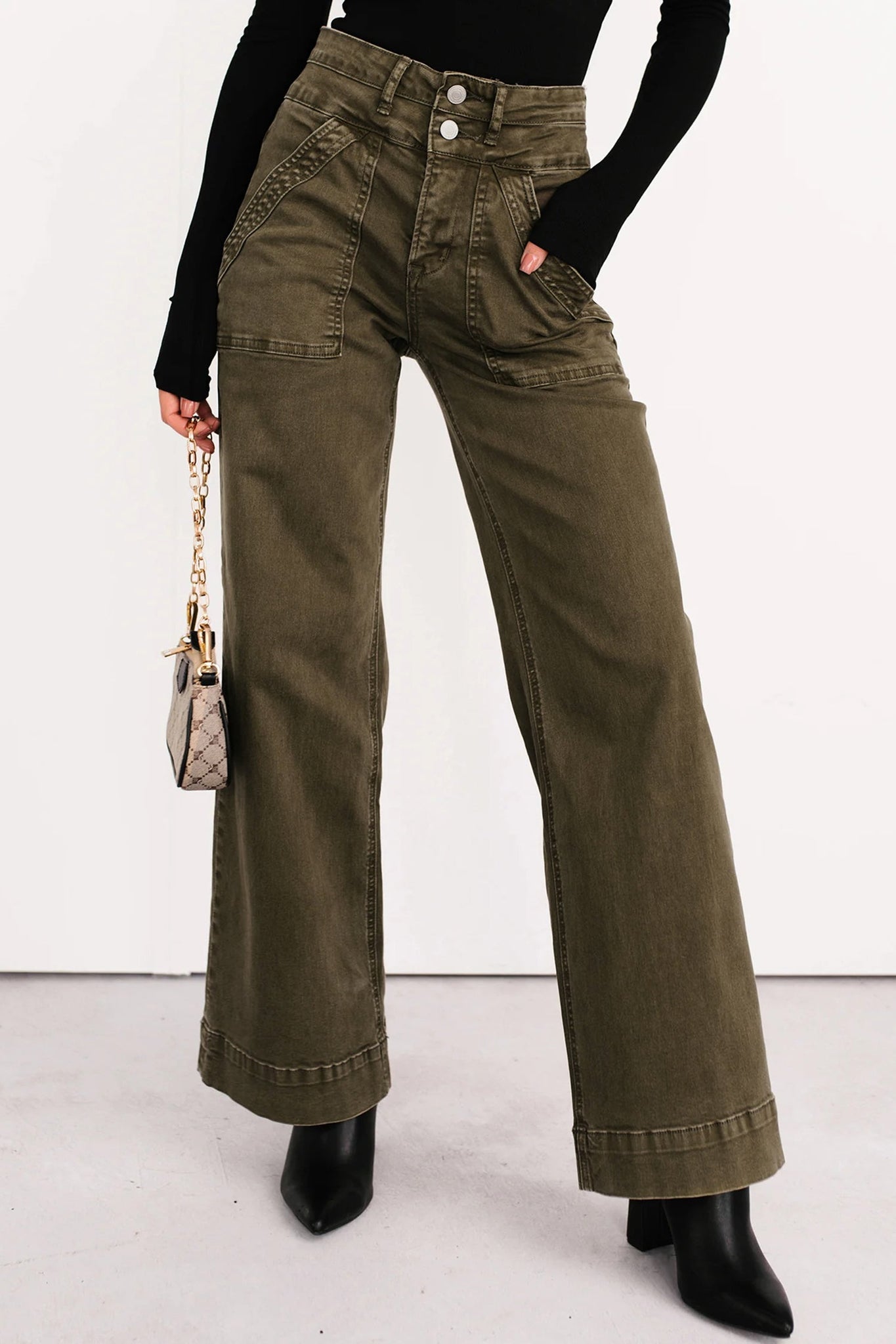Double Waistband Loose Straight Jeans - eAura
