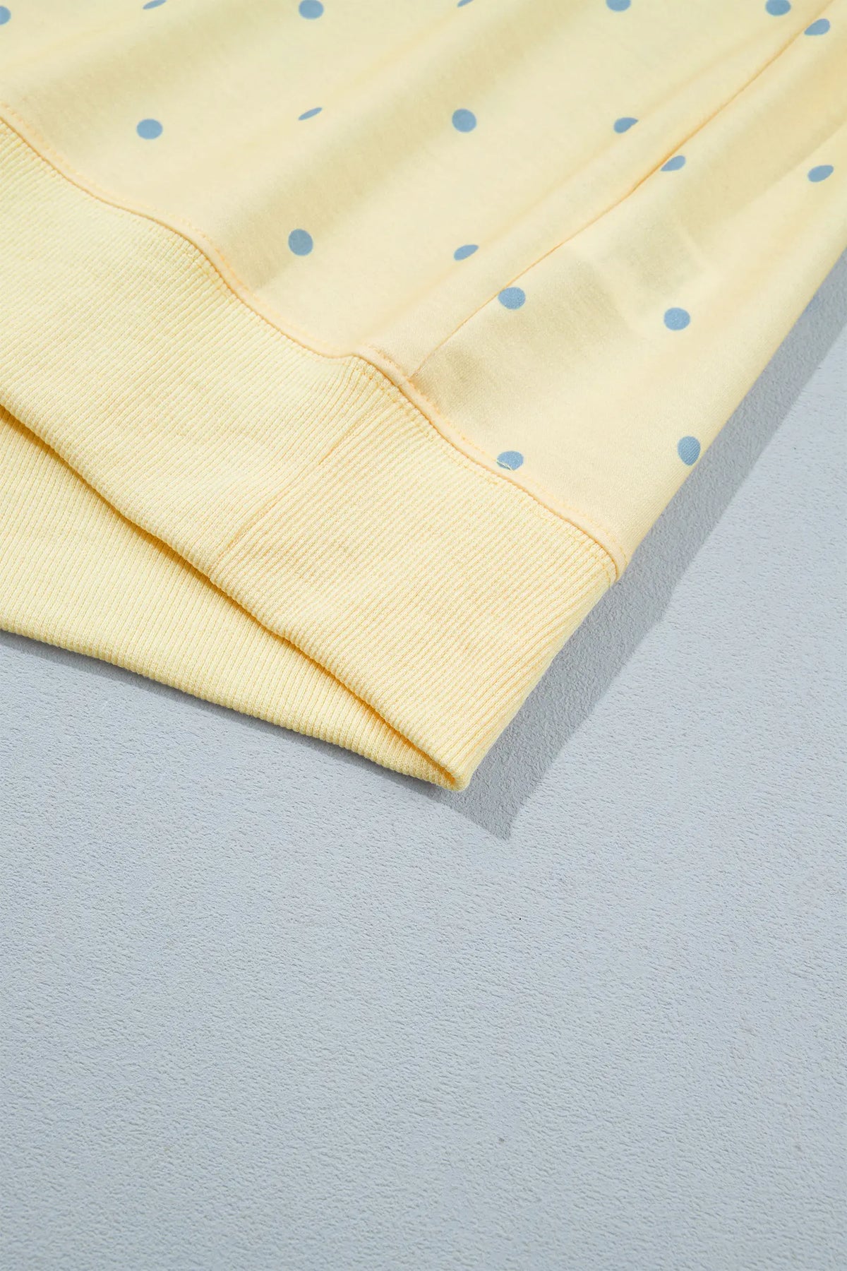 Polka Dot Print Piping Trim 3/4 Sleeve Relaxed Top – Yellow