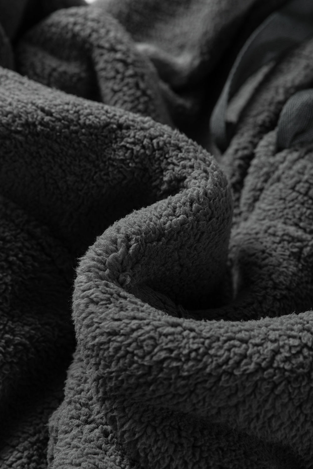 Grey Fuzzy Drawstring Hoodie Loungewear Co-ord Set - eAura