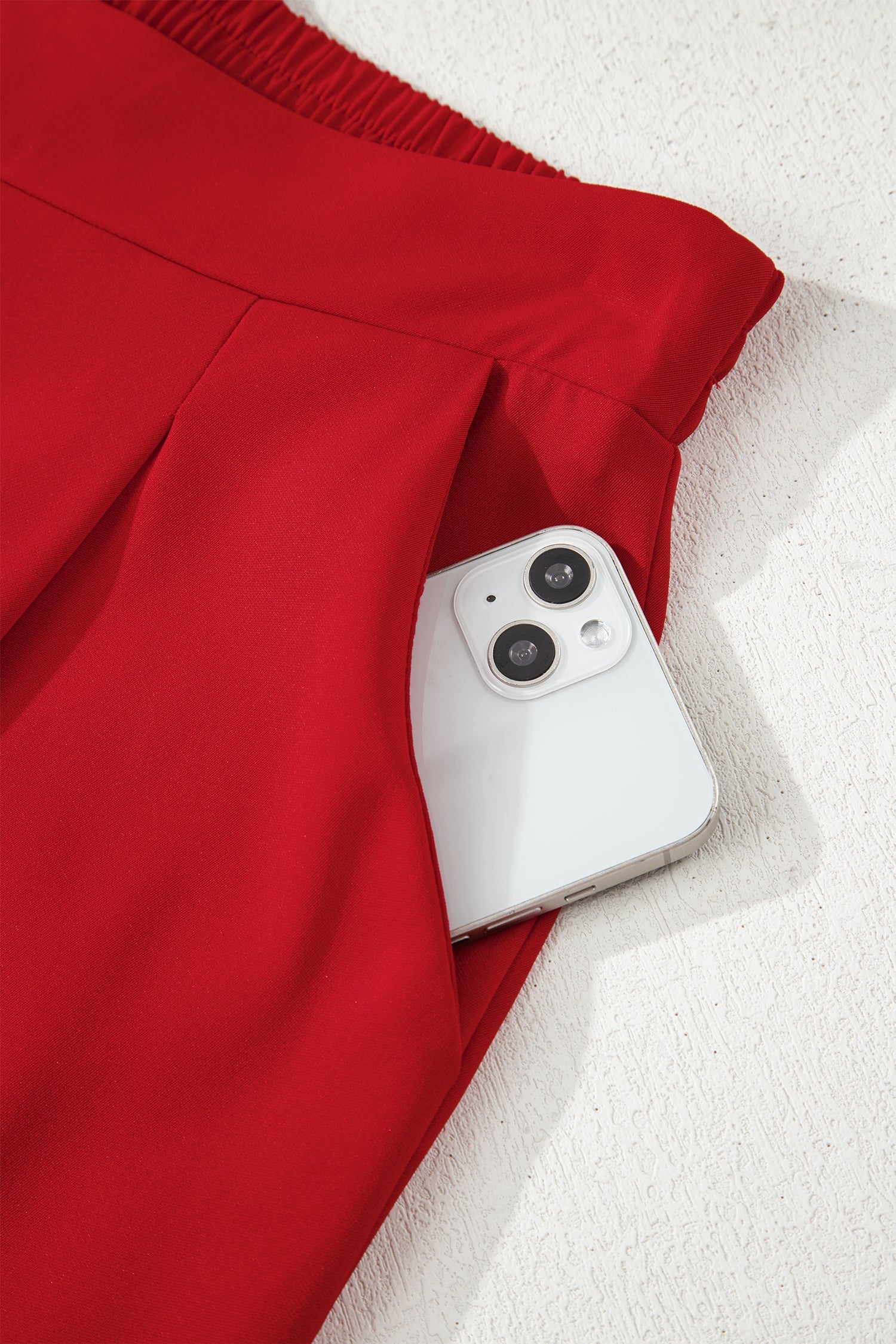 Pleated Detail Elastic High Waist Straight Trousers - eAura