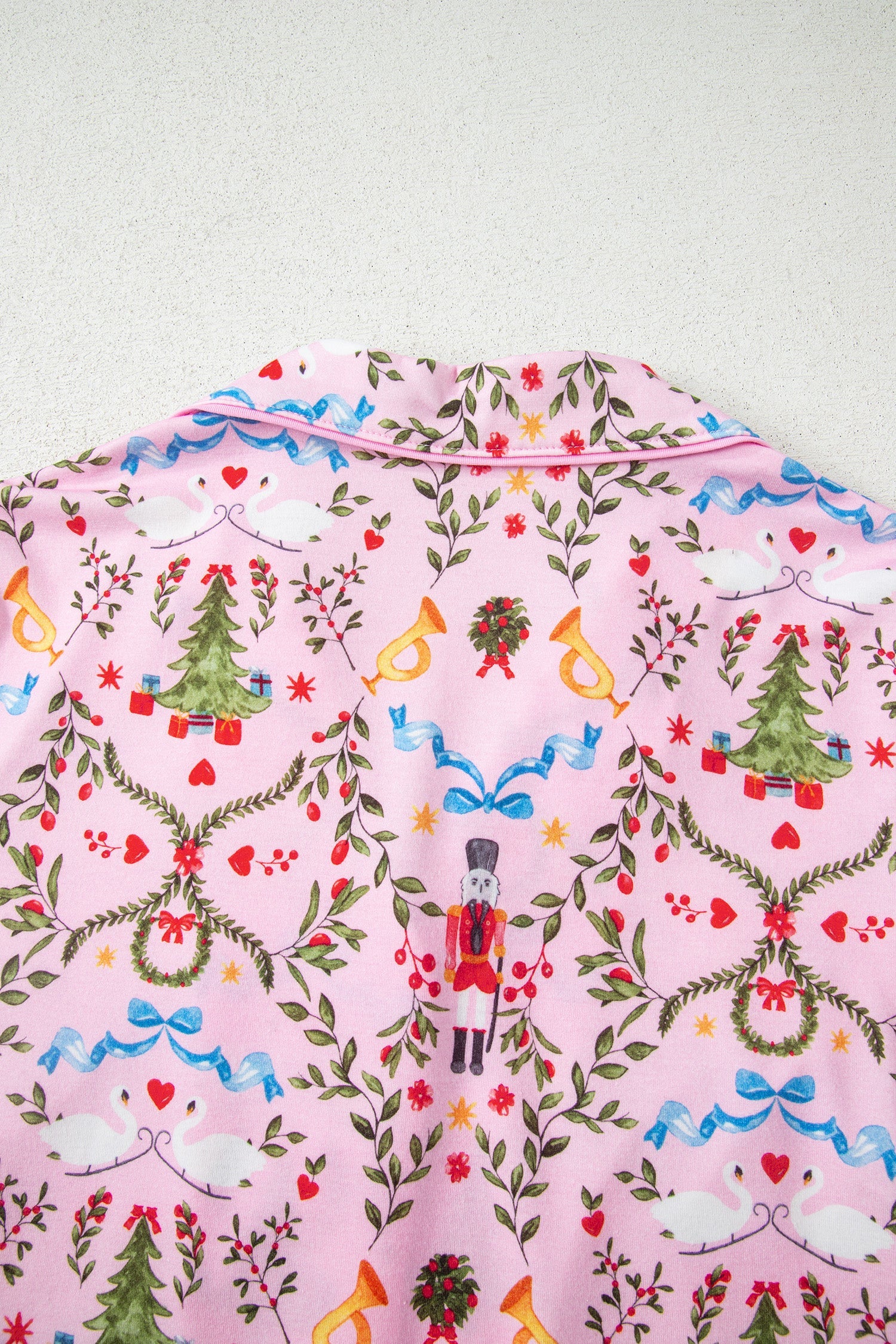 Nutcracker Doll Christmas Print Ribbon Tie Waist Short 2pcs Pajama Set - Loungewear & Sleepwear/Sleepwear