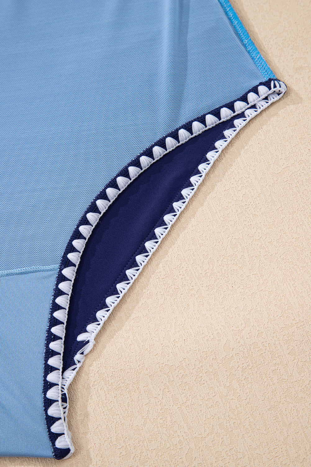 Beau Blue Ric Rac Trim Contrasted Patchwork Cutout One Piece Swimsuit eAura