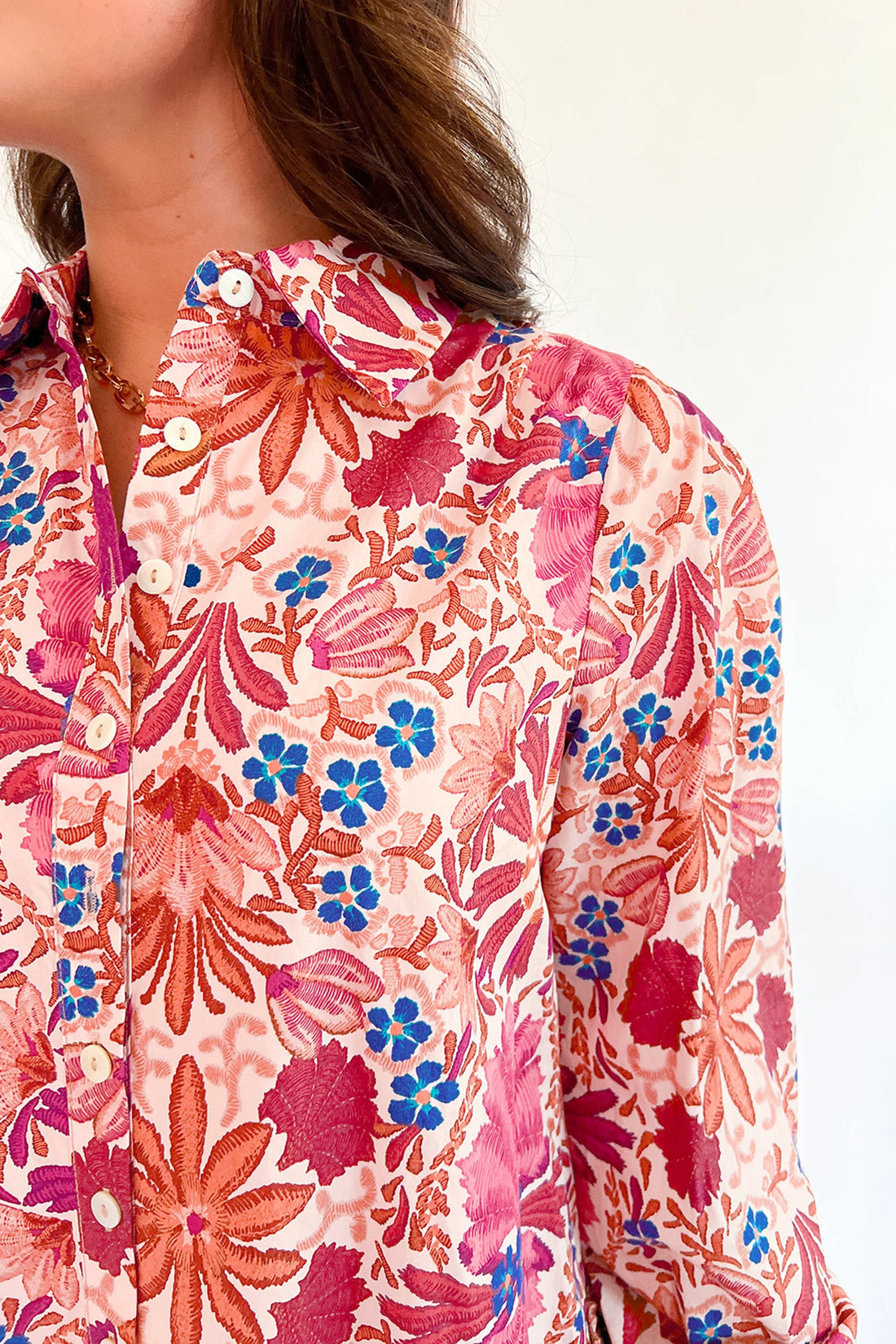 Fall Flower Print Long Sleeve Mini Dress - Dresses/Mini Dresses