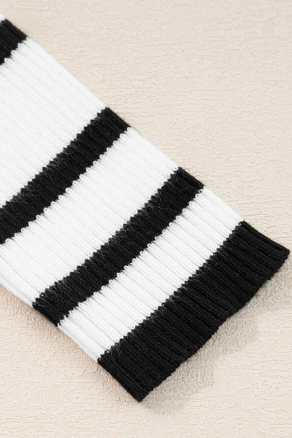 Scalloped Trim U-Neck Striped Ribbed Slim Sweater Dear-Lover Dropshipping
