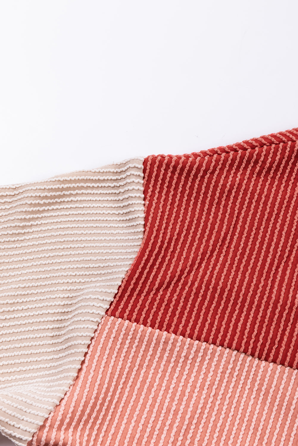 Multicolour Colour Block Long Sleeve Ribbed Loose Top eAura