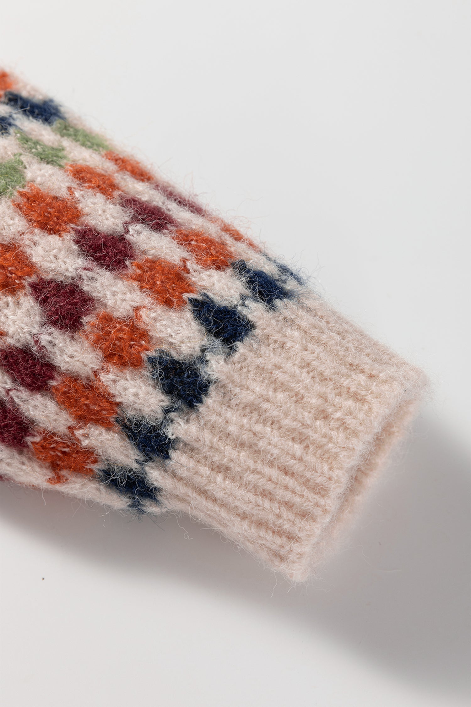 Multicoloured Dotty Stripe Pattern Knit Drop Shoulder Sweater - eAura