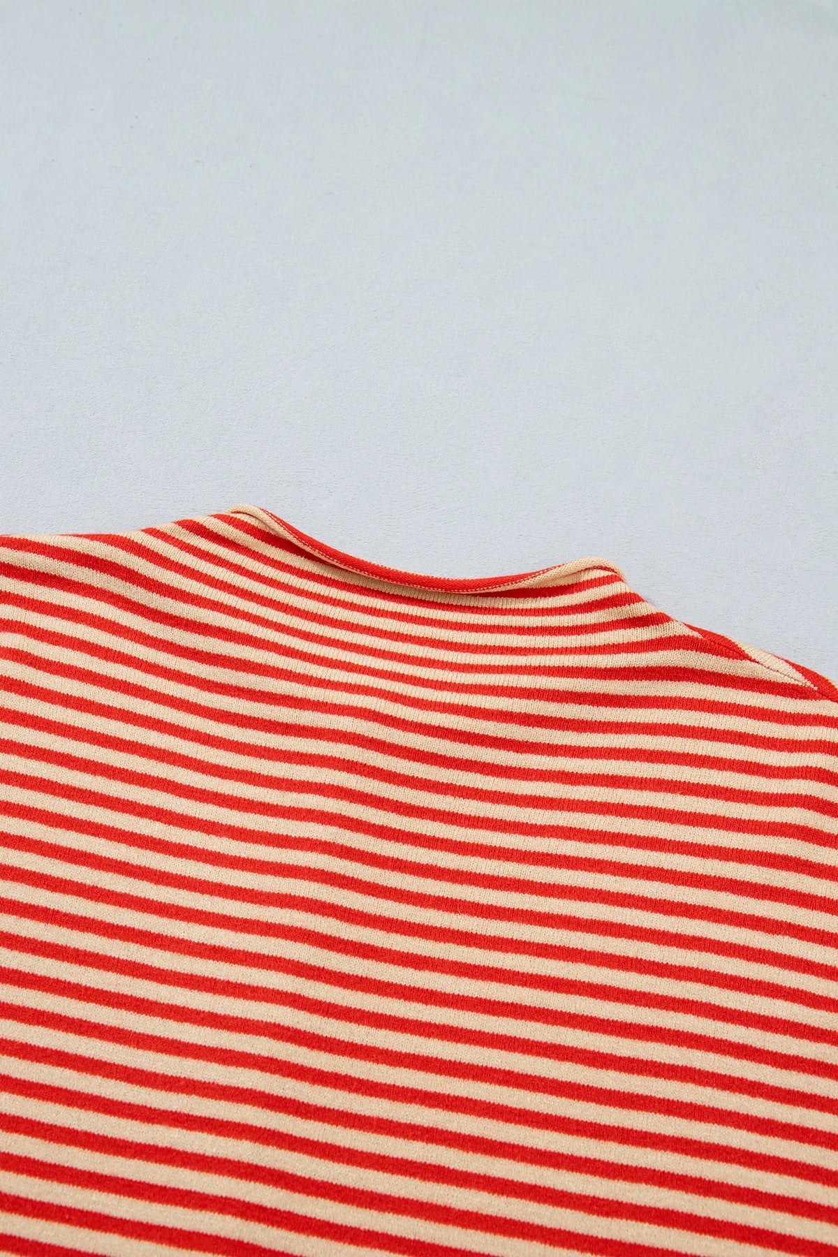 Striped Button Collar Long Sleeve Knit Cardigan – Red Stripe