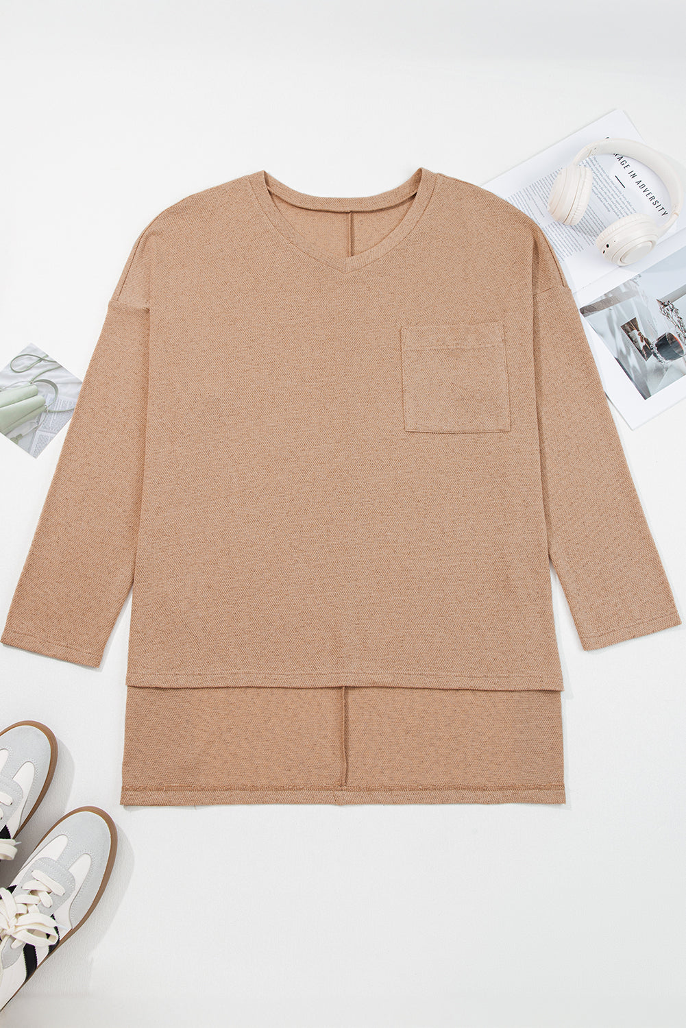 Plus Size Drop Shoulder Knit Tunic Top
